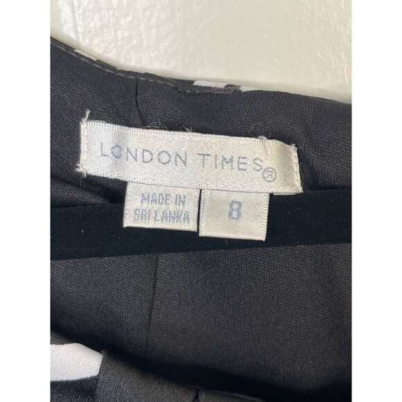 London Times Womens Black & White Cap Sleeve Dress Size 8 - Picture 3 of 4